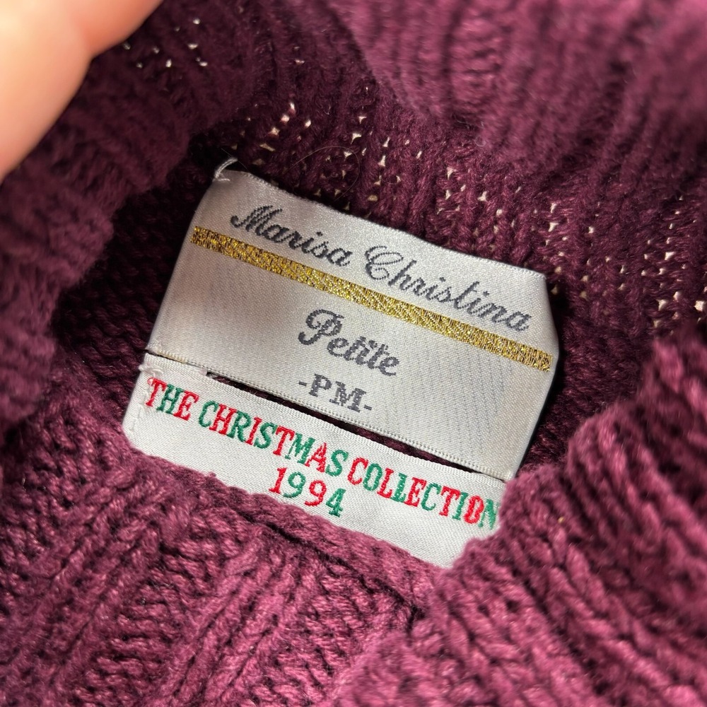 Vintage 1994 Marissa Christina Women's MP Christmas Turtleneck Tunic Sweater - Picture 4 of 6